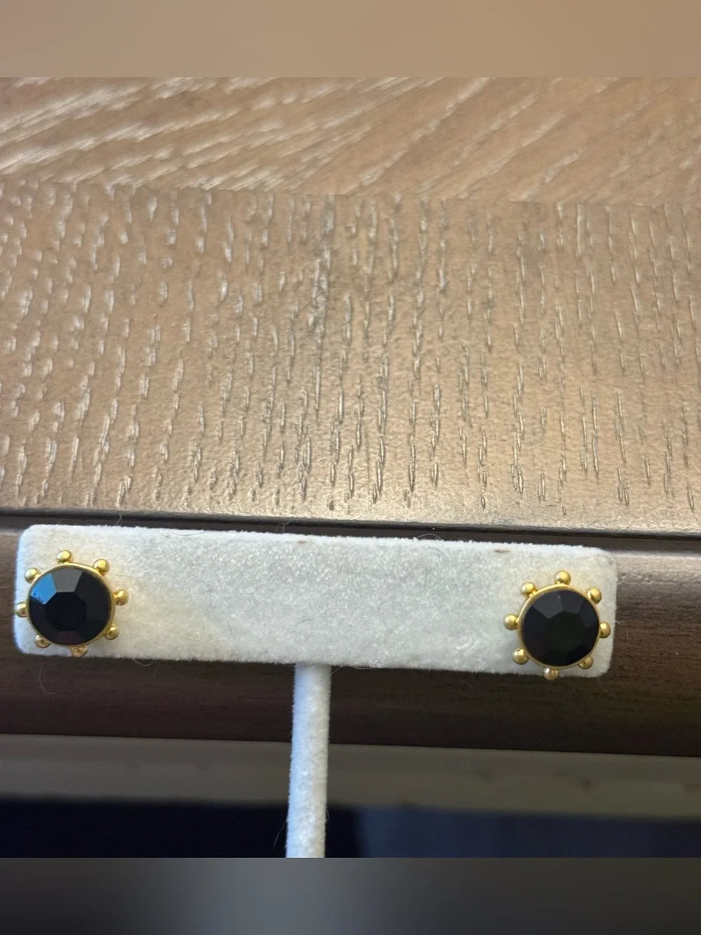 kate spade Black Faceted Stone Stud Earrings with Gold Accents